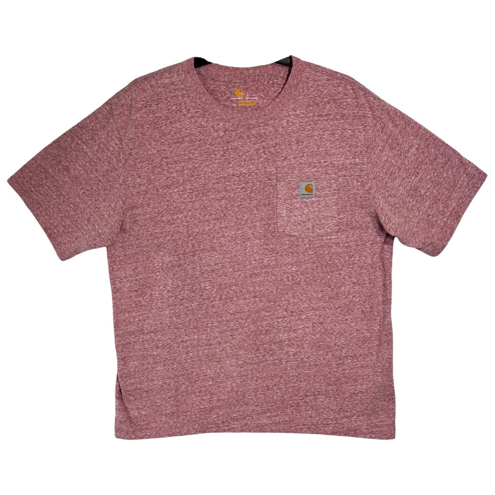 Carhartt K87 Pocket T Shirt Men's L Original Fit Heather Pink Red Logo Workwear